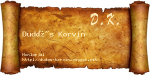 Dudás Korvin névjegykártya